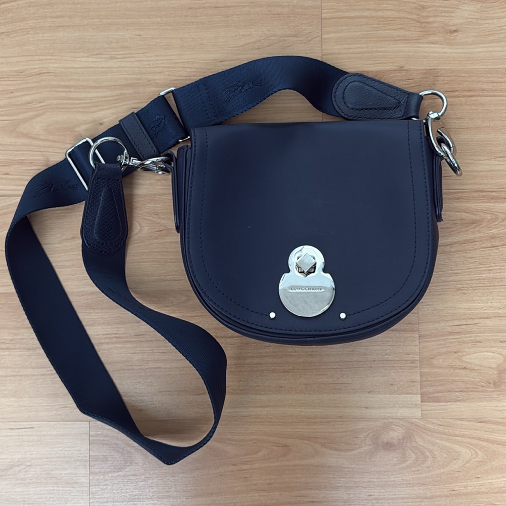 Blue Longchamp Leather Cavalcade Crossbody Bag- Preloved